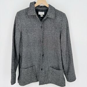 Pendelton Vintage Blazer Women’s 12 Tall Black/ White Tweed USA Wool Blend